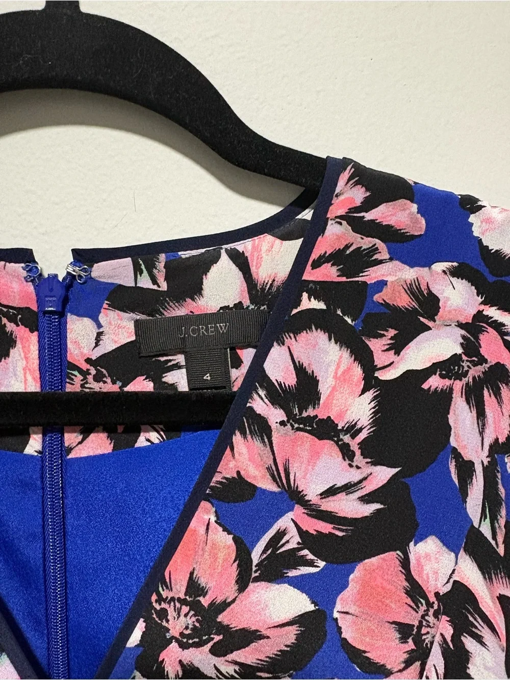 J.Crew 100% Silk Floral Fit & Flare Dress Blue Pink Sleeveless Size 4